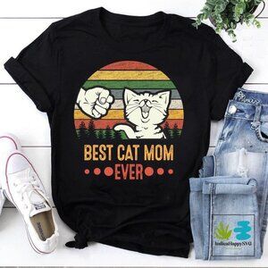 Best Cat Mom Ever Vintage Retro T-Shirt, Best Cat Ever Shirt, Mother's Day Gifts